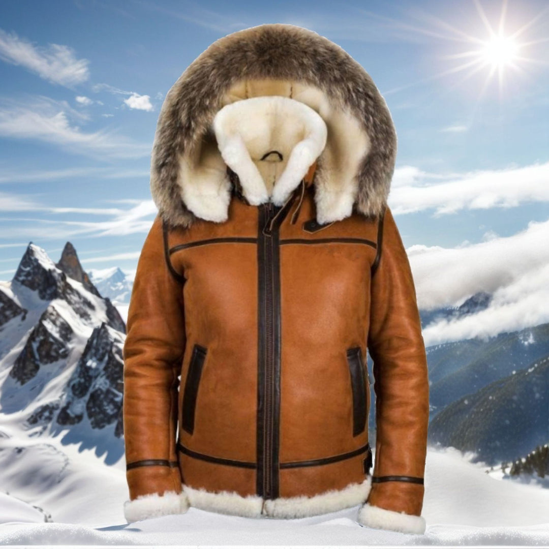 Damen Wildlederoptik Fliegerjacke mit Kunstfellkapuze und Schnallen Shop Nory