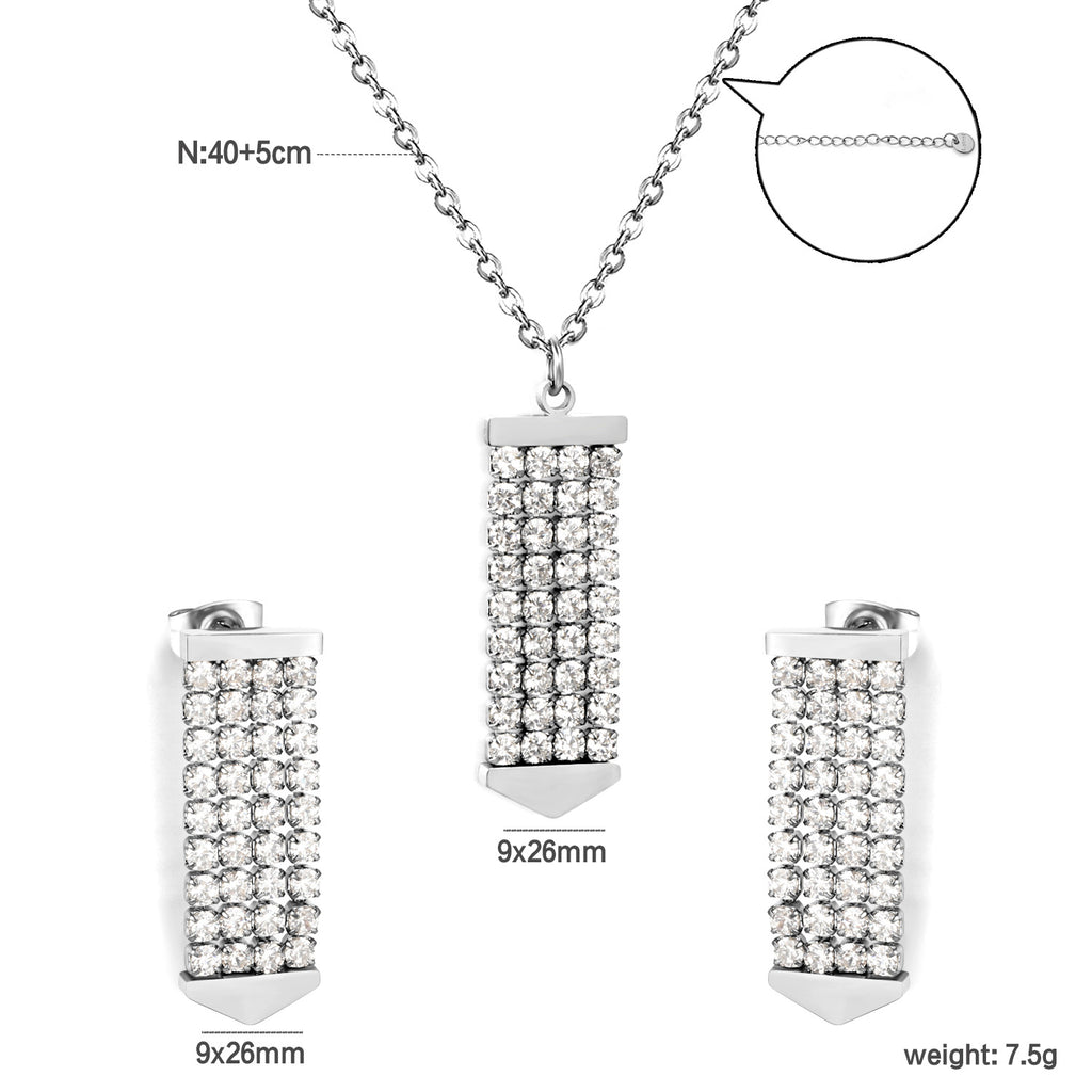 Damen Schmuckset mit elegantem Kristallanhänger und passenden Ohrsteckern Shop Nory