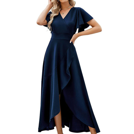 Damen Elegantes Maxikleid mit fließendem Rock und Rüschendetails