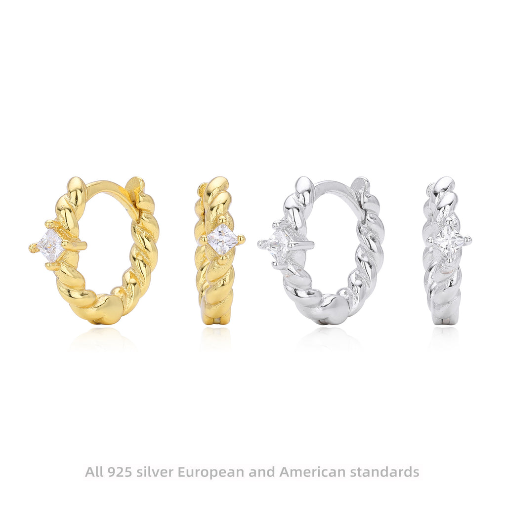 Damen Ohrhänger mit gedrehtem Design und Zirkon Shop Nory