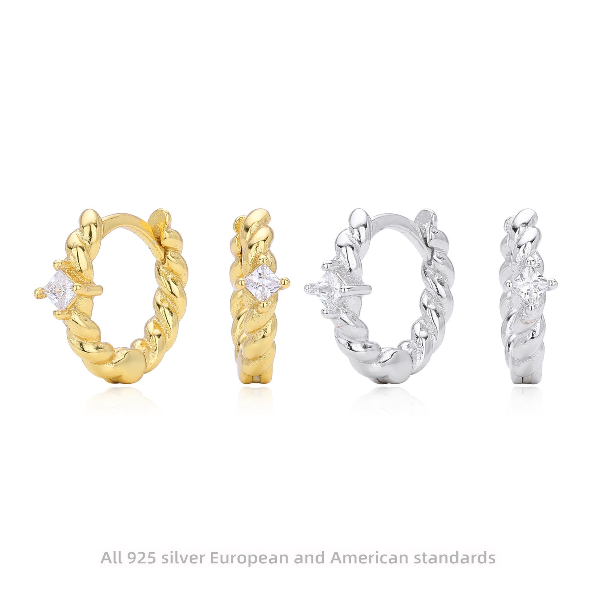 Damen Ohrhänger mit gedrehtem Design und Zirkon Shop Nory