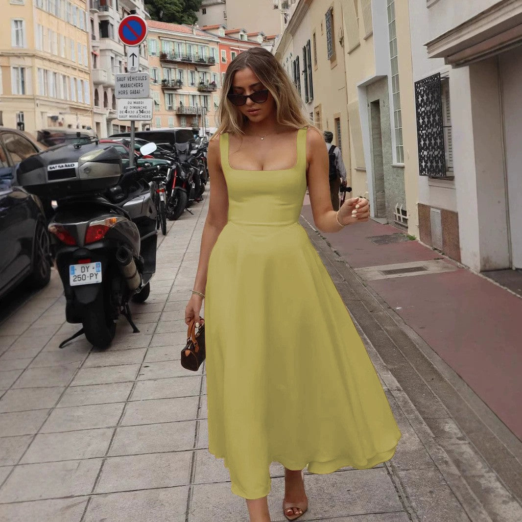 Maxikleid A-Linie mit quadratischem Ausschnitt