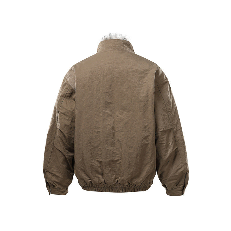 Herren Wattierte Bomberjacke mit hohem Teddykragen, verdecktem Reißverschluss und elastischem Saum Shop Nory