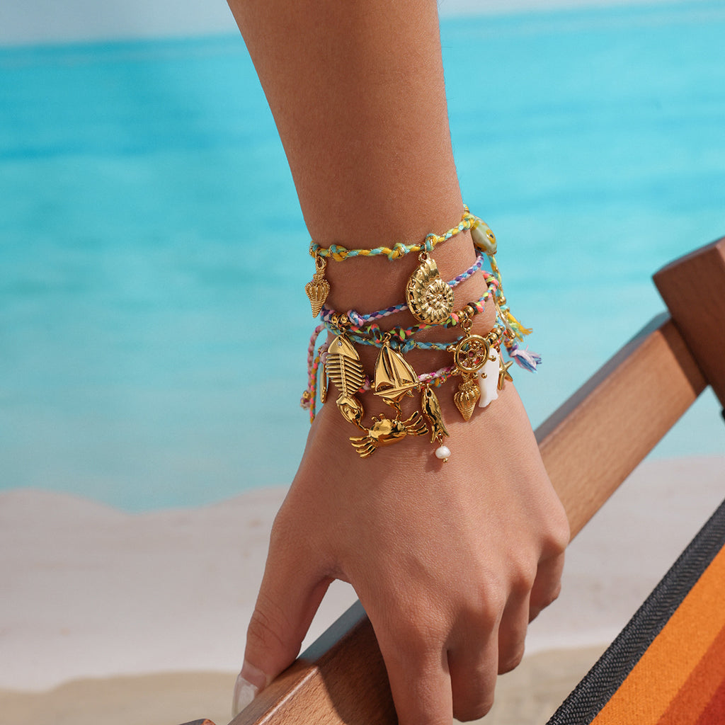 Damen Armband mit maritime Motiven aus hypoallergenem Edelstahl und geflochtenem Design Shop Nory