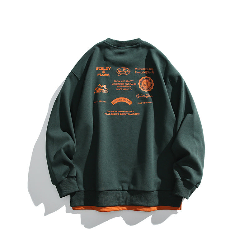 Unisex Oversize-Sweatshirt mit großflächigem Rückenprint, Lagenoptik und gerippten Bündchen Shop Nory