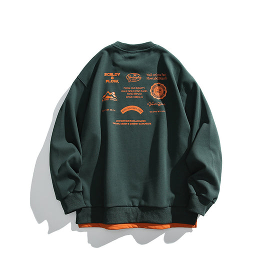 Unisex Oversize-Sweatshirt mit großflächigem Rückenprint, Lagenoptik und gerippten Bündchen Shop Nory