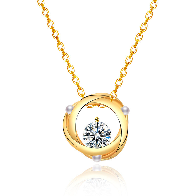 Damen Halskette mit funkelndem Zirkonia-Anhänger und stilvollem Golddesign Shop Nory