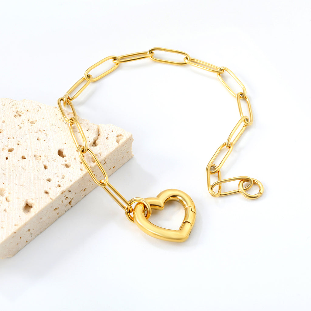 Damen Armband aus hochwertigem Edelstahl mit modernem Gliederdesign und goldplattierter Oberfläche Shop Nory