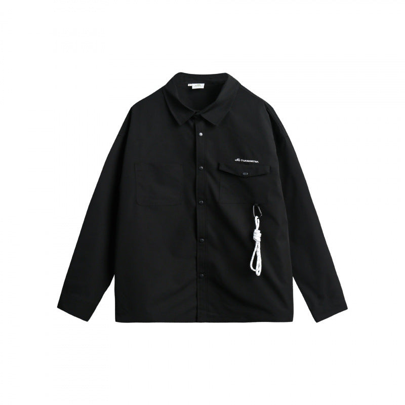 Unisex Oversize Hemdjacke mit Pattentaschen, Druckknopfblende und Karabiner-Detail Shop Nory