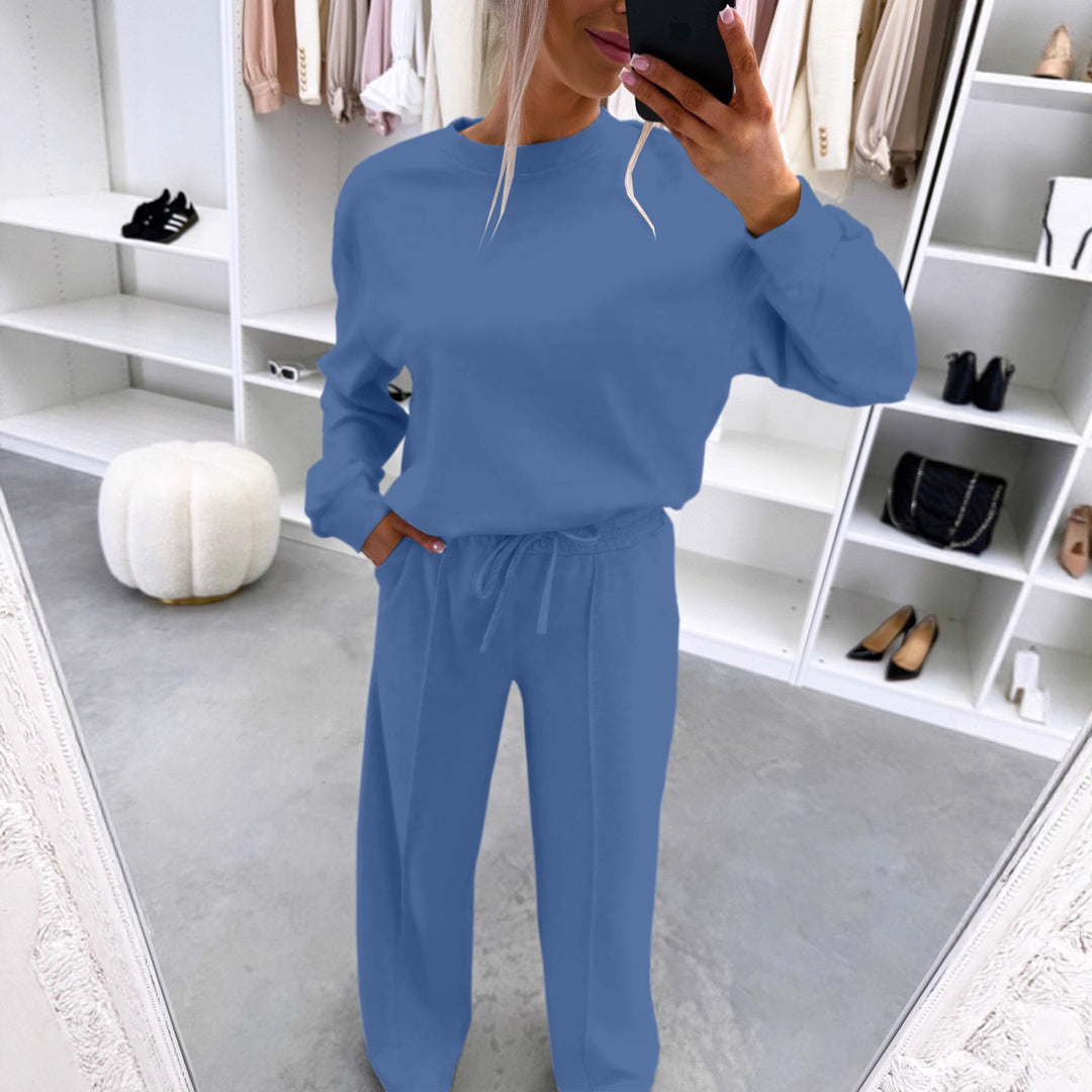 Damen Casual-Loungewear-Set mit Oversize-Batwing-Pullover und weitem Jersey-Hosenbein Shop Nory