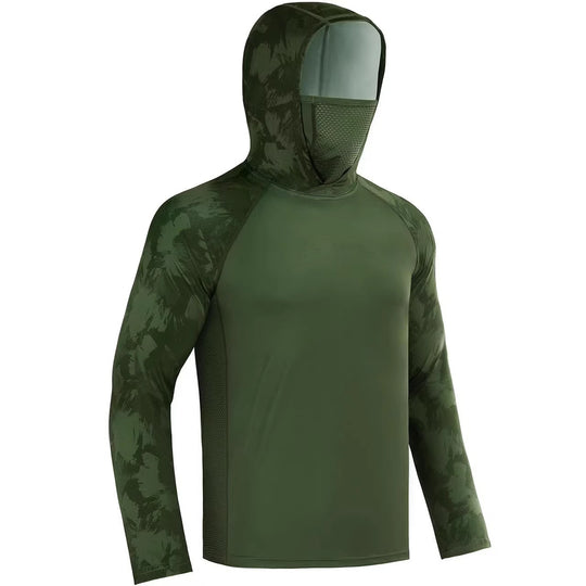 Herren Sportliches Funktionsshirt mit Kapuze und Gesichtsschutz