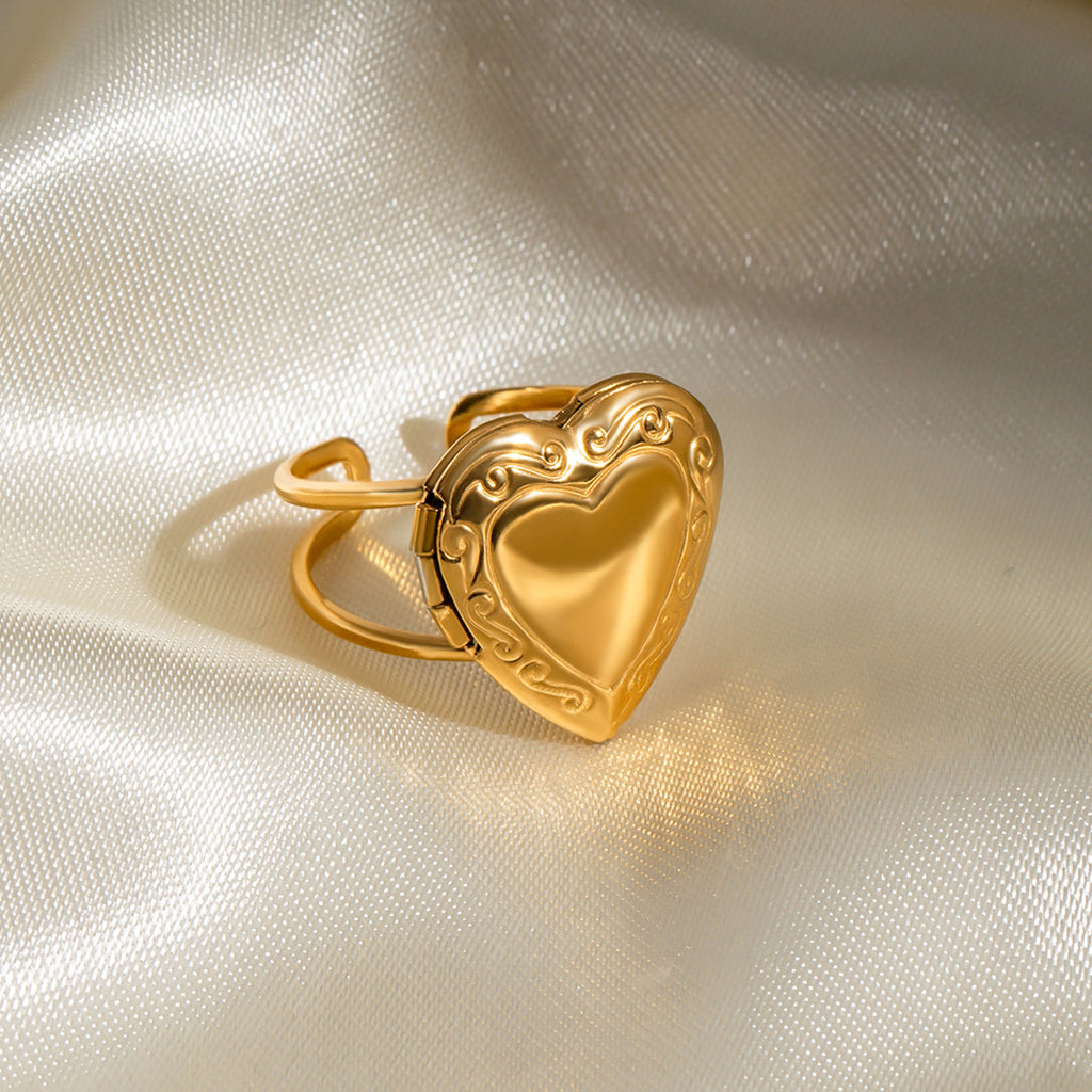 Damen Herzförmiger Ring aus hypoallergenem Edelstahl mit elegantem Design Shop Nory