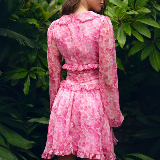 Damen Kurzes Rüschen‑Kleid mit tailliertem Korsettbund und Ballonärmeln Shop Nory