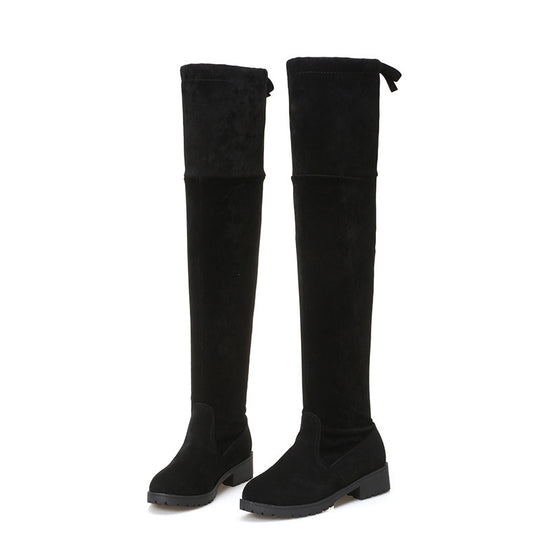 Damen Overknee-Stiefel aus Velourslederoptik mit elastischem Schaft und profilierter Gummisohle Shop Nory