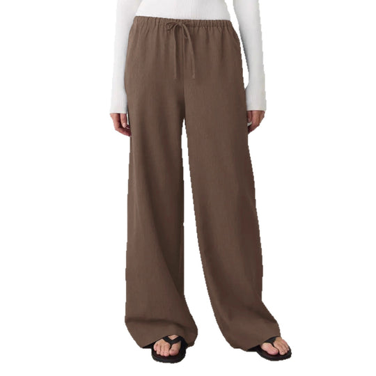Damen Lässige Palazzohose mit elastischem Tunnelzugbund und weitem Bein Shop Nory