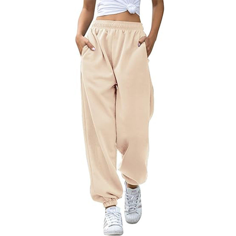 Damen nan weite Jogginghose mit hohem Bund elastischen Bündchen und Seitentaschen Shop Nory