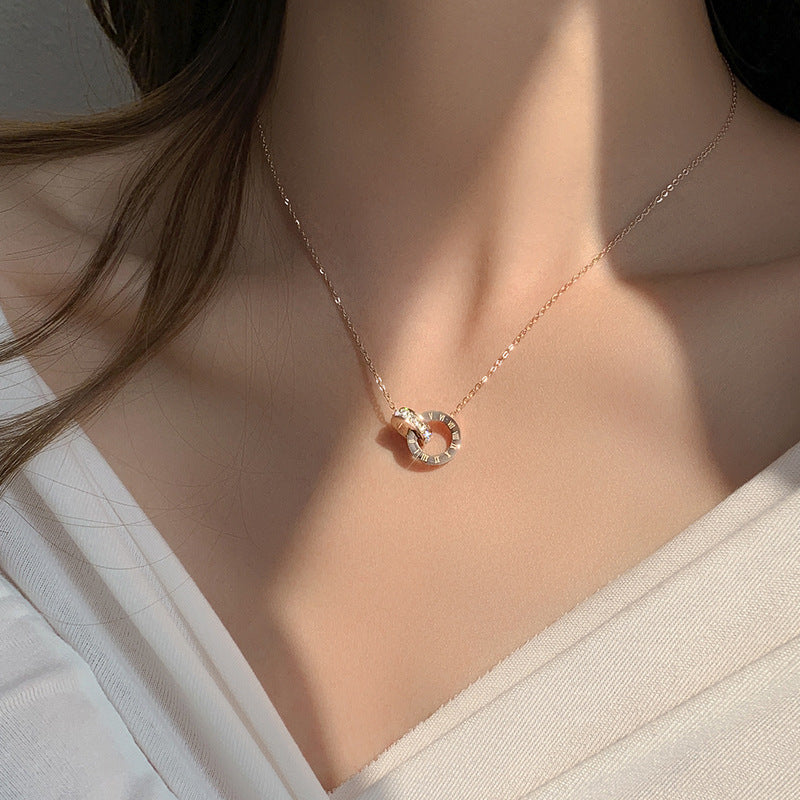 Damen Eleganter Verschlungener Ring Anhänger Halskette Shop Nory