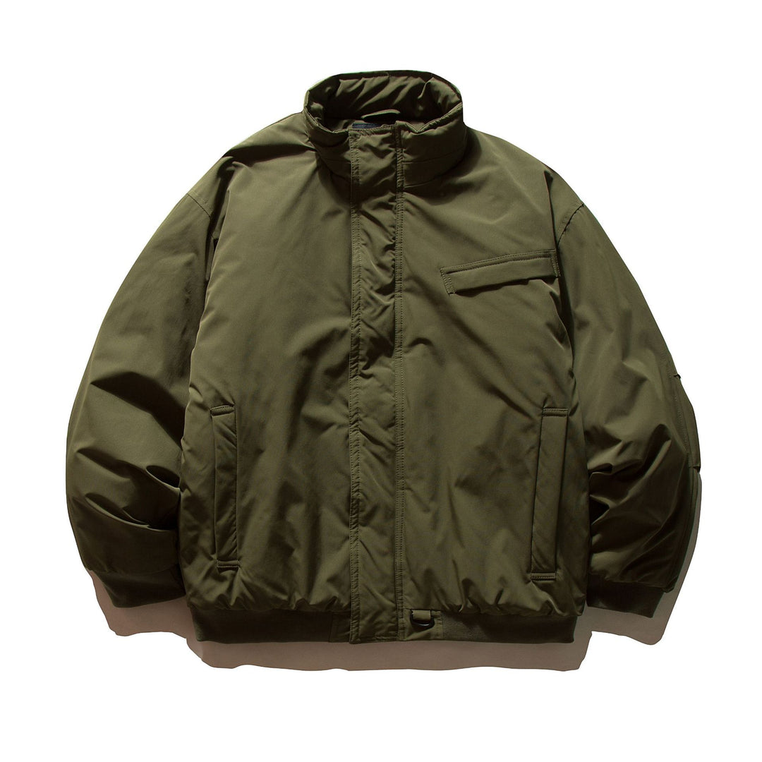 Herren Minimalistische Thermo‑Bomberjacke mit verdeckter Frontblende, hohem Stehkragen und Utility‑D‑Ring Shop Nory