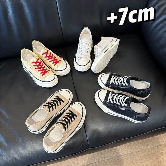 Damen modische Canvas-Sneaker mit kontrastierenden Schnürsenkeln und leichtem Sohlenprofil