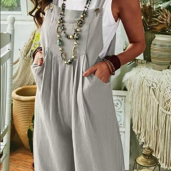 Damen Lässiger Jumpsuit mit praktischem Taschendesign und weiten Beinen