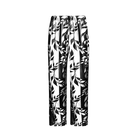 Damen Lang geschnittener offener Feinstrick-Cardigan mit geradem Saum und Palazzo-Hose im Blattprint Set Shop Nory
