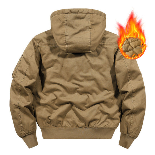 Herren wattierte Kapuzen-Canvas-Fieldjacke mit Ärmeltasche und Thermofutter Shop Nory