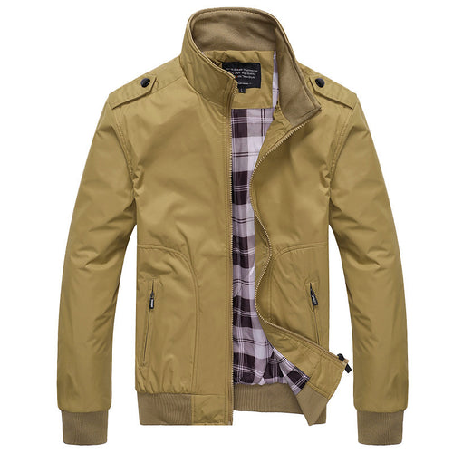 Herren Übergangs-Bomberjacke mit kariertem Innenfutter, Schulterepauletten und geripptem Saum Shop Nory