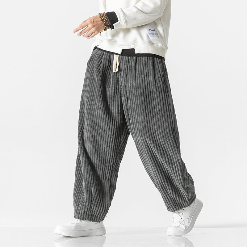 Herren Weit geschnittene Cord-Ballonhose mit Tunnelzugbund und breitem Rippenrelief Shop Nory