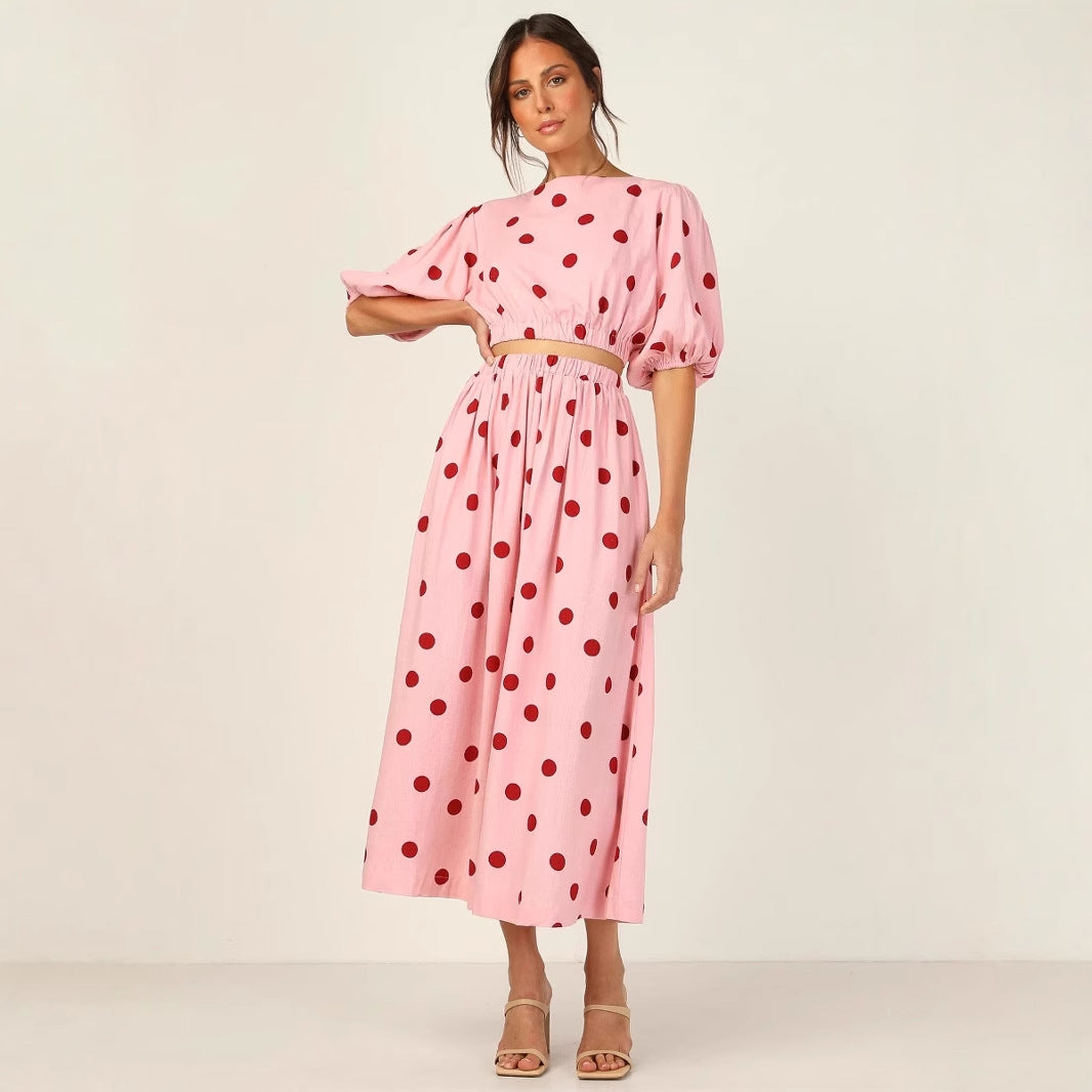 Damen Maxikleid mit elastischem Taillenzug und voluminösen Ärmeln