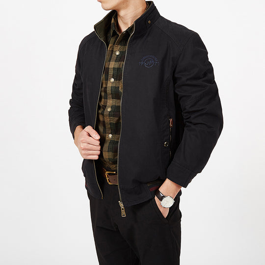 Herren Übergangs-Fieldjacke aus gewachstem Canvas mit Stehkragen und verdecktem Reißverschluss Shop Nory
