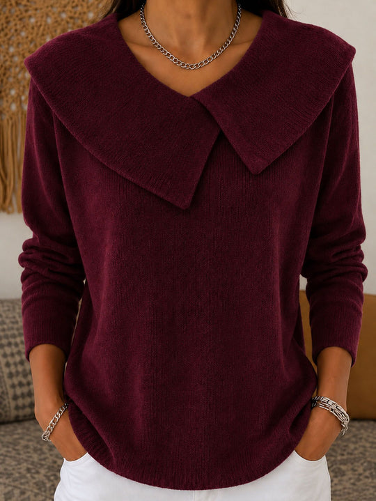 Damen Grobgestrickter Strickpullover mit übergroßem Matrosenkragen Shop Nory