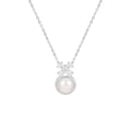 Damen elegante Perlen-Halskette mit strahlenden Zirkonia-Elementen Shop Nory