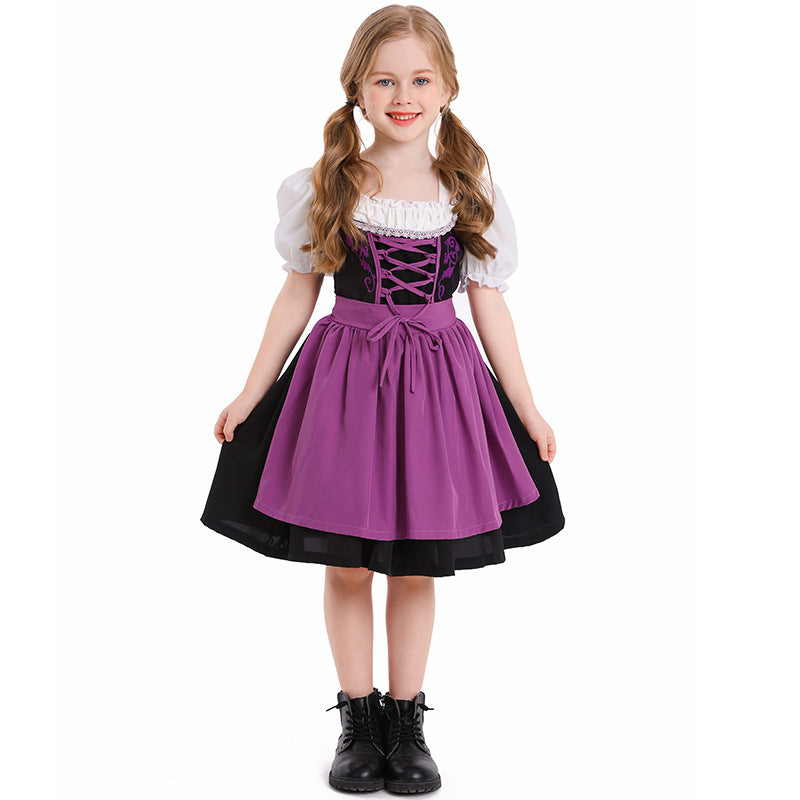 Damen nan trachtiges Dirndlkleid mit geschnürtem Mieder, Puffärmeln und abnehmbarer Schürze Shop Nory