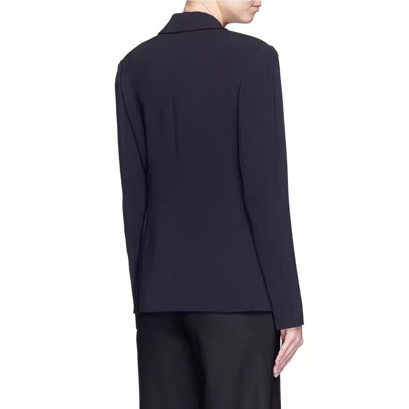 Damen Schalkragen-Wickelblazer mit seitlicher Knotenbindung und Pattentaschen Shop Nory