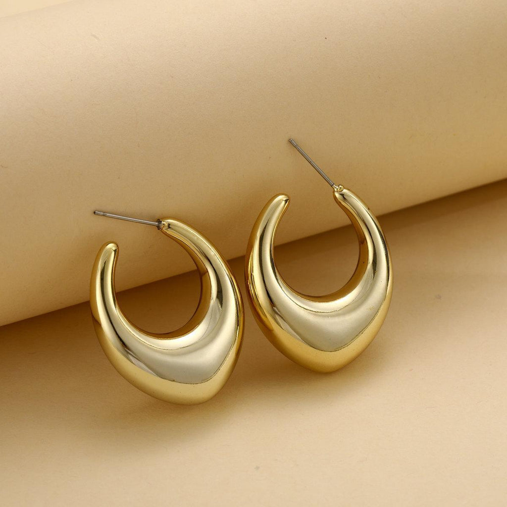 Damen große Creolen-Ohrstecker aus hochwertigem Metall mit glänzender Oberfläche Shop Nory