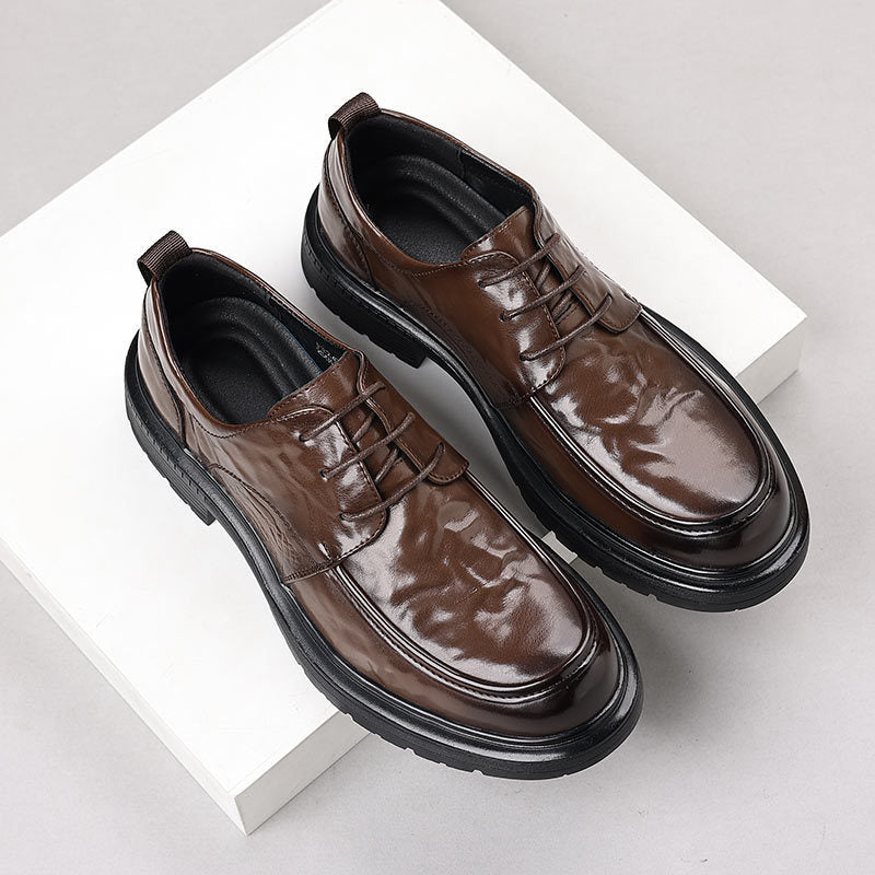 Herren Elegante Lack-Derby mit robuster Plateau-Gummisohle und gepolstertem Komfortschaft Shop Nory
