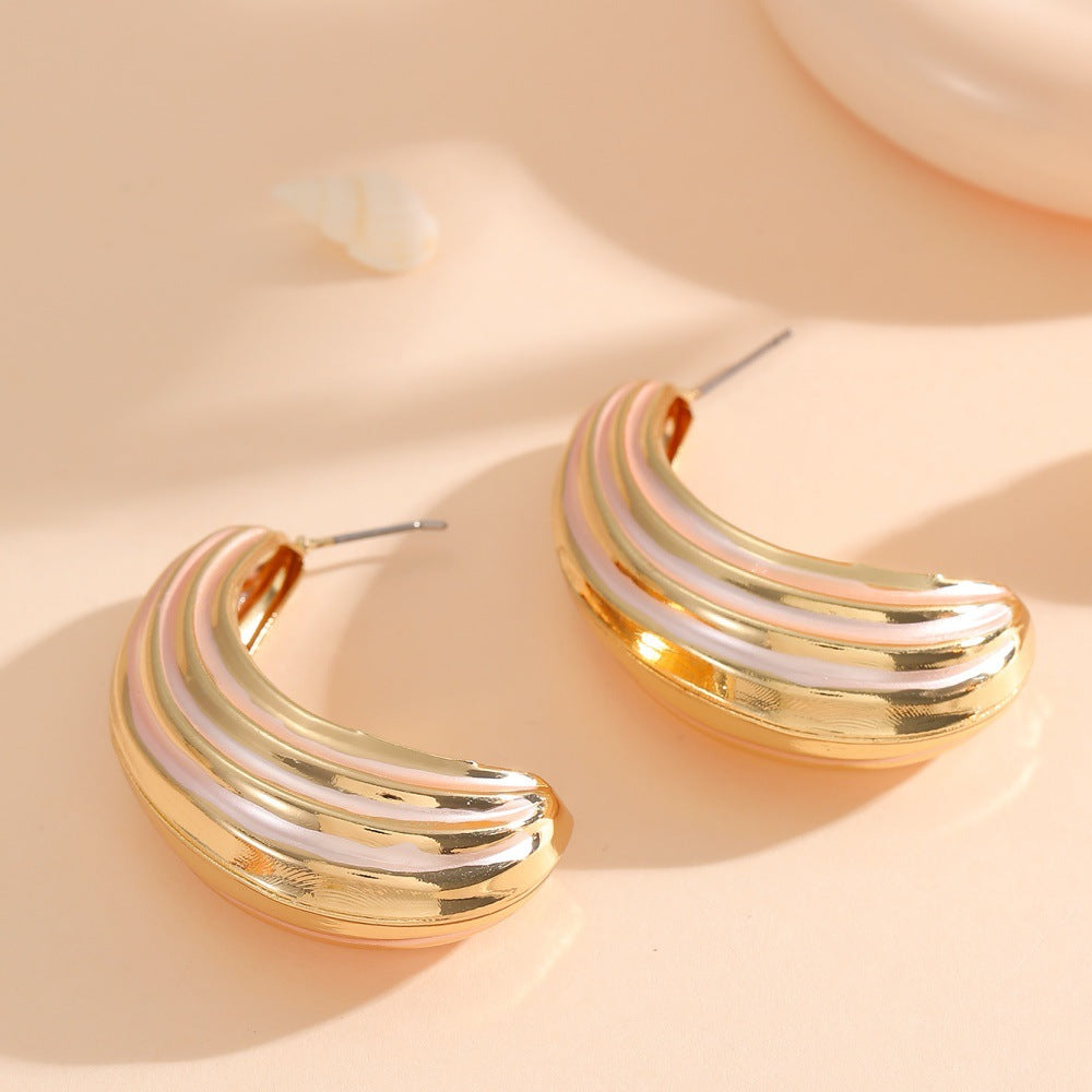 Damen Hängende Ohrringe mit luxuriösem Gold- und Pinkfinish Shop Nory