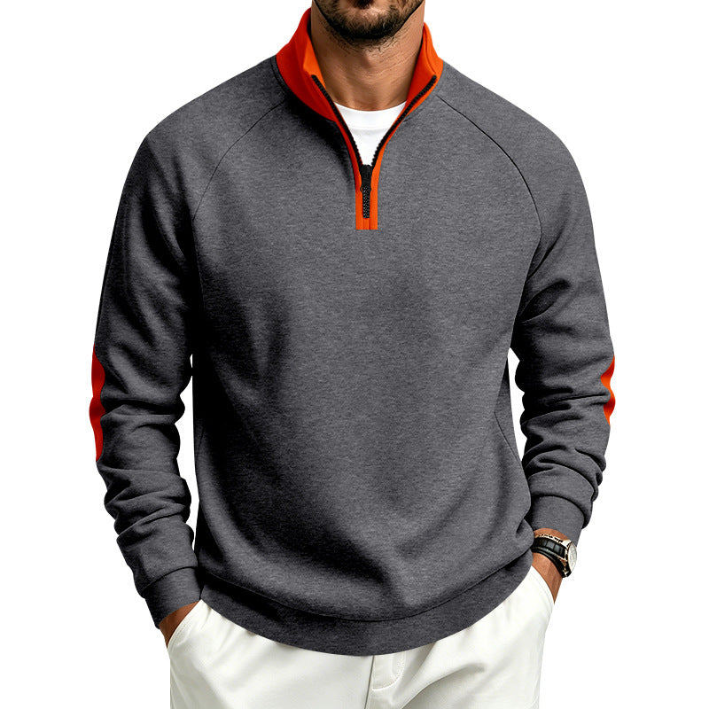 Herren Halbzip-Pullover mit Stehkragen und Ellbogen-Patches Shop Nory