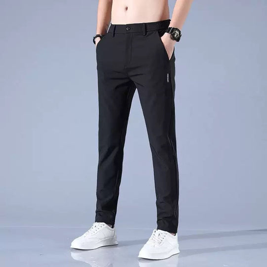Herren elegante Anzughose mit elastischem Bund und praktischen Eingrifftaschen