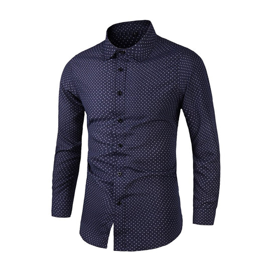 Herren Slim-Fit Hemd mit feinem Pünktchenmuster und Kentkragen Shop Nory