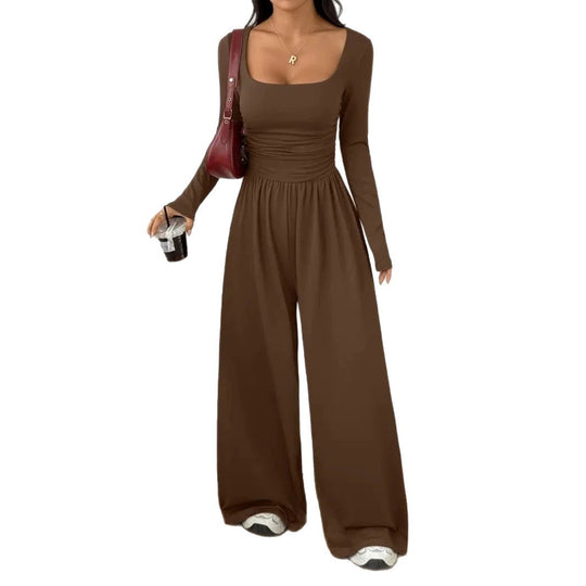 Damen Jumpsuit mit weitem Bein, eckigem Ausschnitt und geraffter Taillenpartie Shop Nory