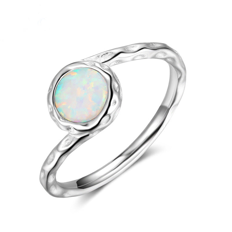 Damen Offener Ring mit modernem Wellenmuster und opalisiertem Stein Shop Nory