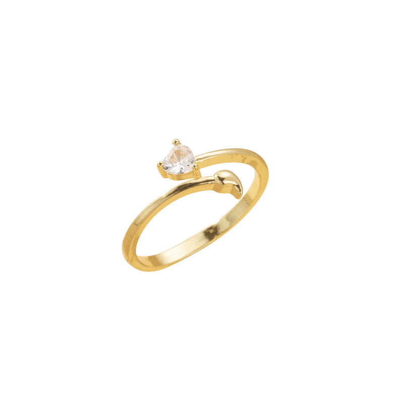 Damenring mit einzigartigem Herzdesign und strahlendem Kristall Shop Nory
