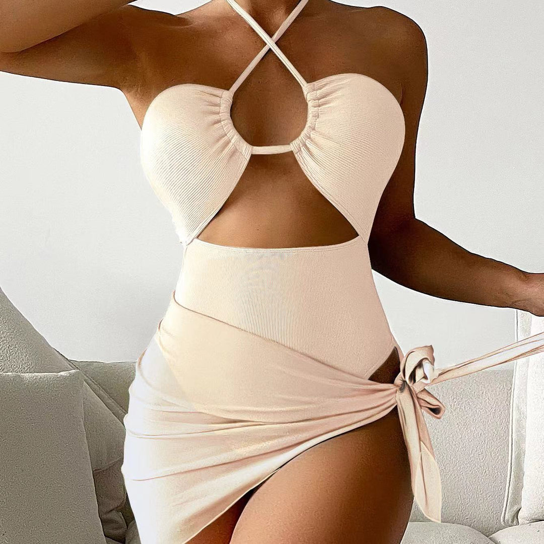 Damen Cut-Out Badeanzug mit Chic-Rock-Design und elegantem Knotendetail Shopnory