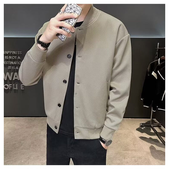 Herren Texturierte Bomberjacke im Blousonstil mit Druckknopffront und gerippten Bündchen Shop Nory