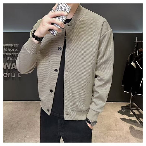 Herren Texturierte Bomberjacke im Blousonstil mit Druckknopffront und gerippten Bündchen Shop Nory