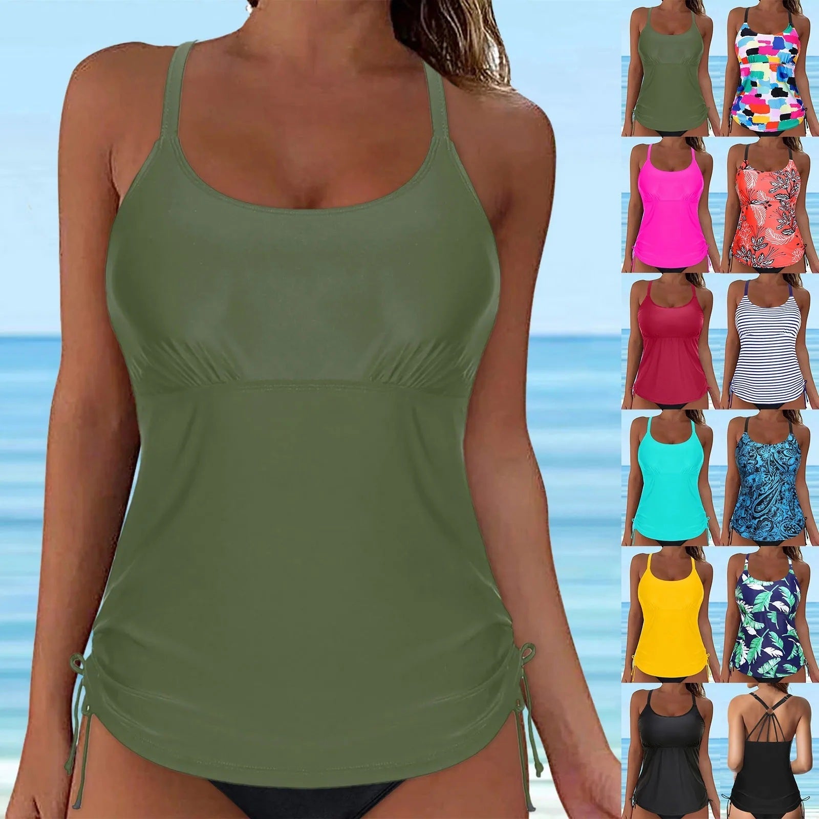 Damen lässiges Tankini-Oberteil mit Schnürung