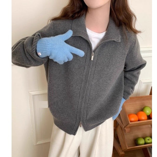 Damen Modische Strickjacke mit leichtem Reißverschluss Shop Nory