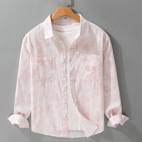 Herren Leichtes Baumwoll-Overshirt mit dezenter Batikoptik, Brusttaschen und Relaxed-Fit Shop Nory