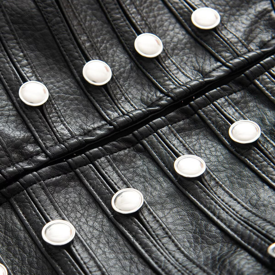 Damen Kurzjacke im Hussarenstil aus Lederoptik mit dekorativen Reihenknöpfen Shop Nory